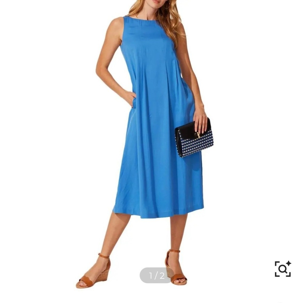 J.McLaughlin French Blue Boyle Dress Sleeveless Midi Women XL Coastal Preppy NWT